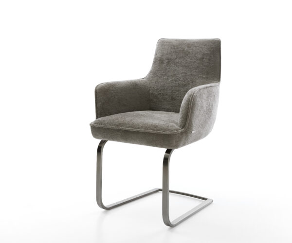 Jídelní židle Heira-Flex s područkami bouclé měkký tmavě béžová jídelní židle plochá grafit taštičkové pružiny