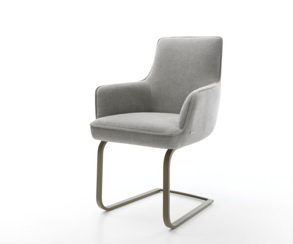 Jídelní židle Heira-Flex s područkami strukturovaná látka Měkký šedá jídelní židle plochá Titanová barva taštičkové pružiny