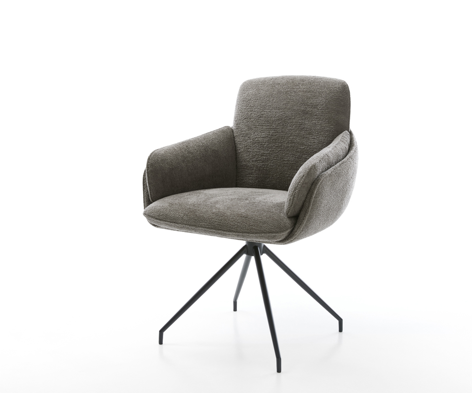 Jídelní židle Luan-Flex s područkami bouclé měkký tmavě béžová křížová podnož zúžená černá