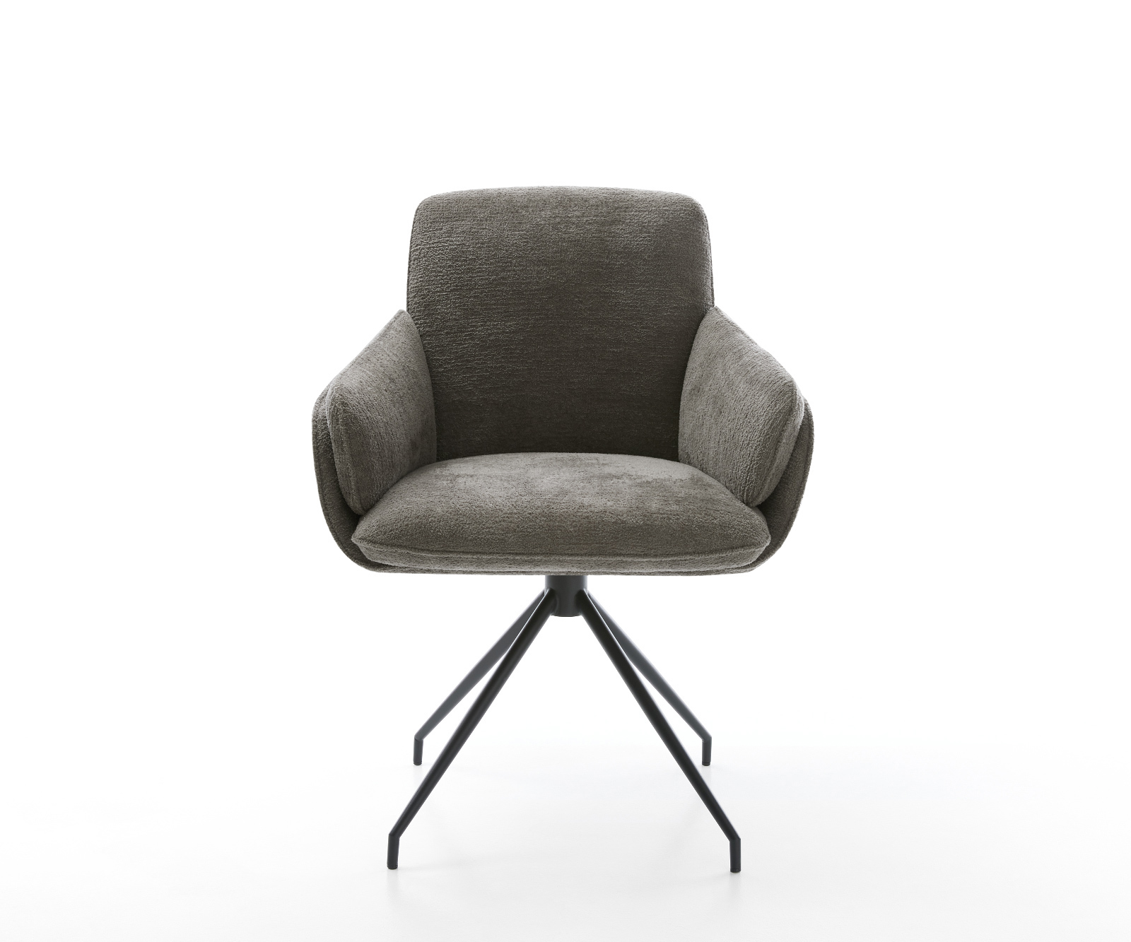 Jídelní židle Luan-Flex s područkami bouclé měkký tmavě béžová křížová podnož zúžená černá - Obrázek 2