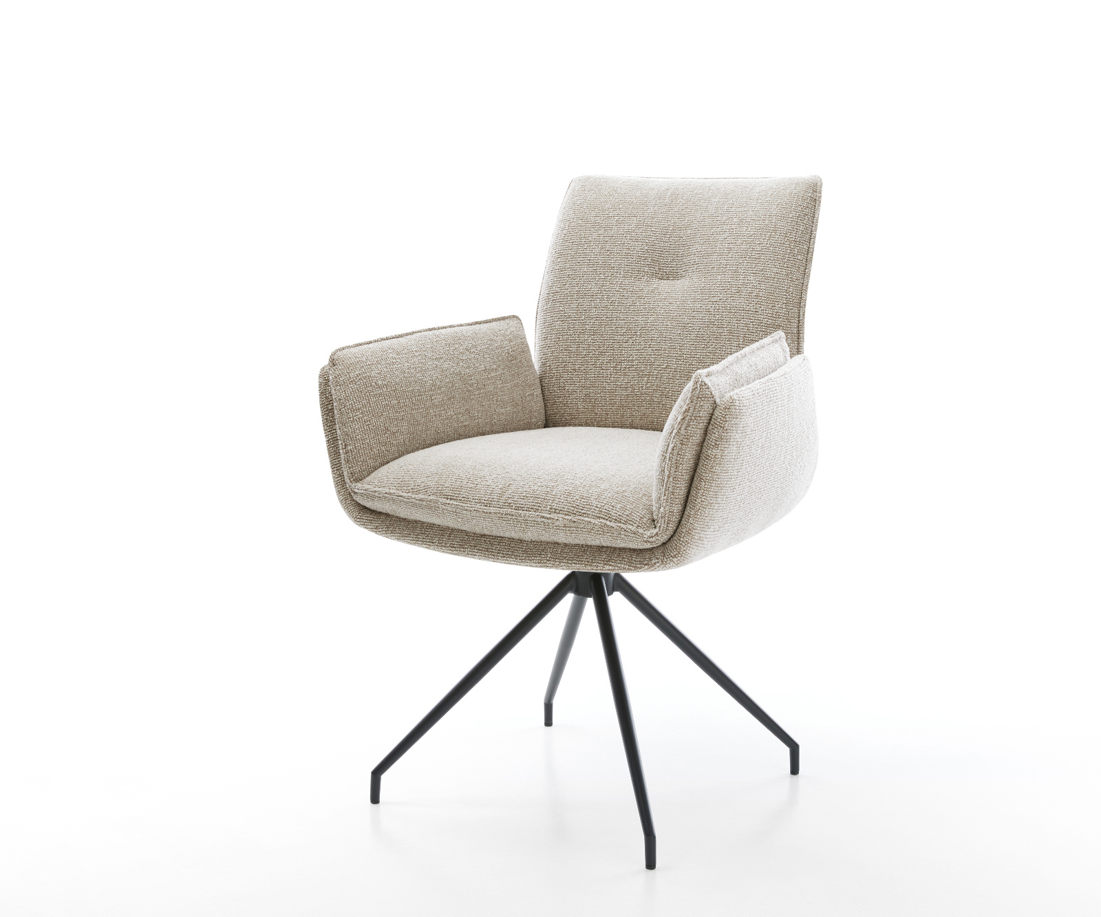 Jídelní židle Nela-Flex látka Měkký béžová křížová podnož zúžená černá