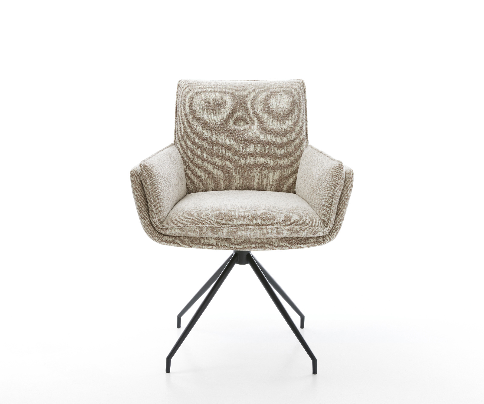 Jídelní židle Nela-Flex látka Měkký béžová křížová podnož zúžená černá - Obrázek 2