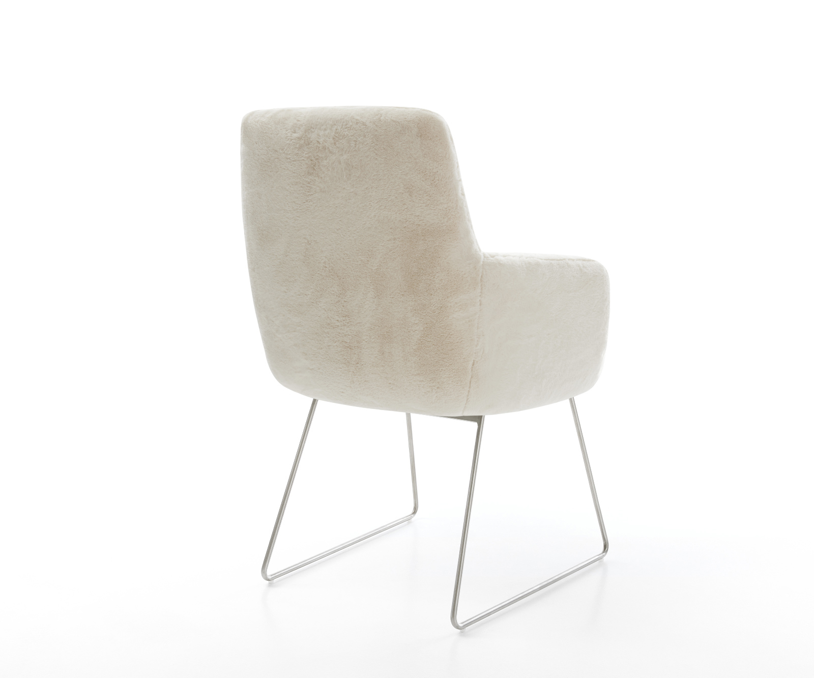 Jídelní židle Heira-Flex s područkami plyšový manšestr krémovo-bílá tenká podnož nerezová ocel taštičkové pružiny - Obrázek 5