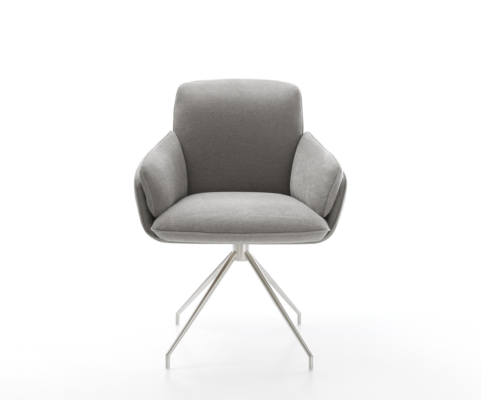 Jídelní židle Luan-Flex s područkami strukturovaná látka Měkký šedá křížová podnož zúžená nerezová ocel - Obrázek 2