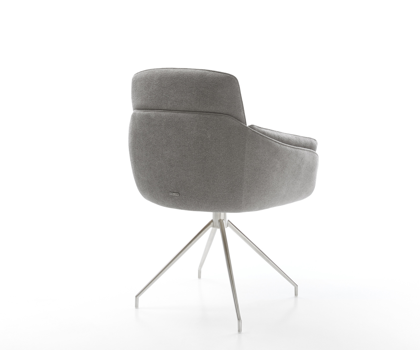 Jídelní židle Luan-Flex s područkami strukturovaná látka Měkký šedá křížová podnož zúžená nerezová ocel - Obrázek 5