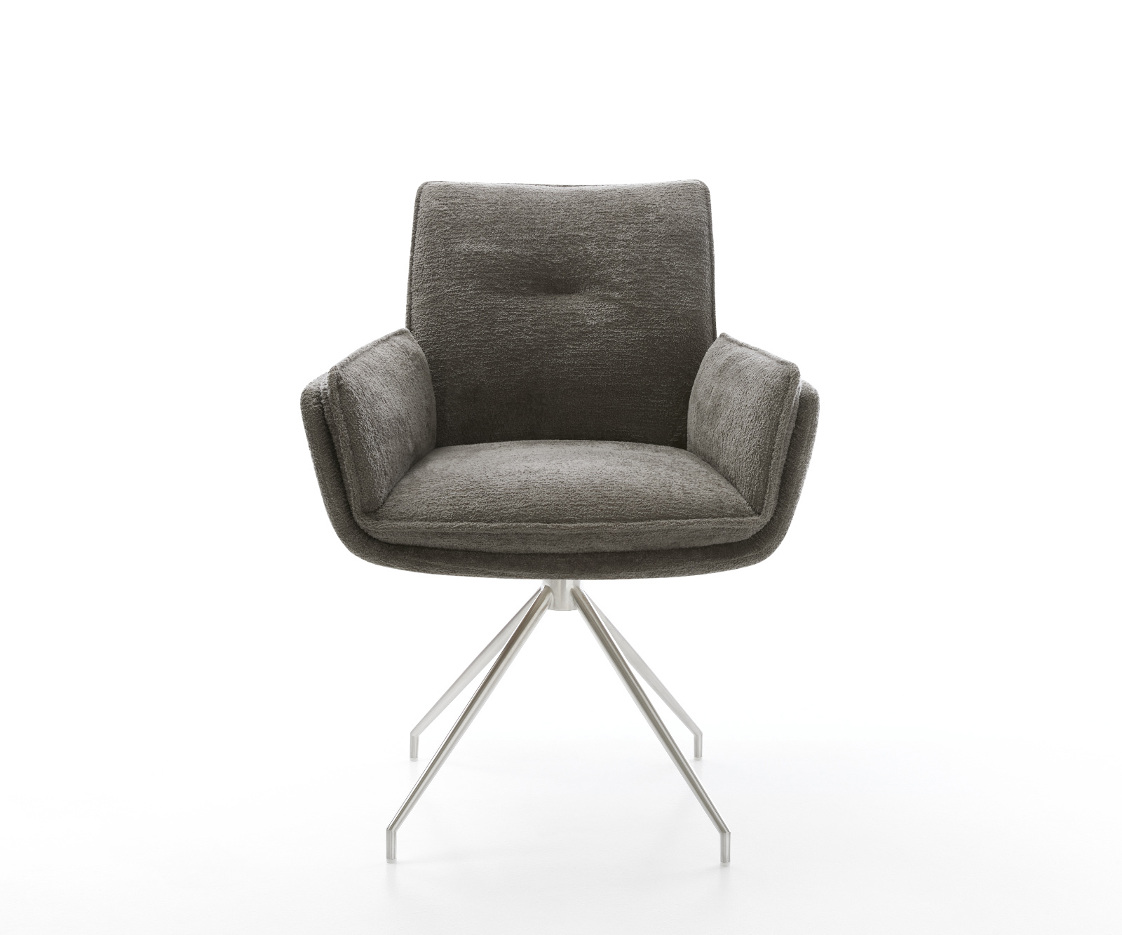 Jídelní židle Nela-Flex bouclé měkký tmavě béžová křížová podnož zúžená nerezová ocel - Obrázek 2