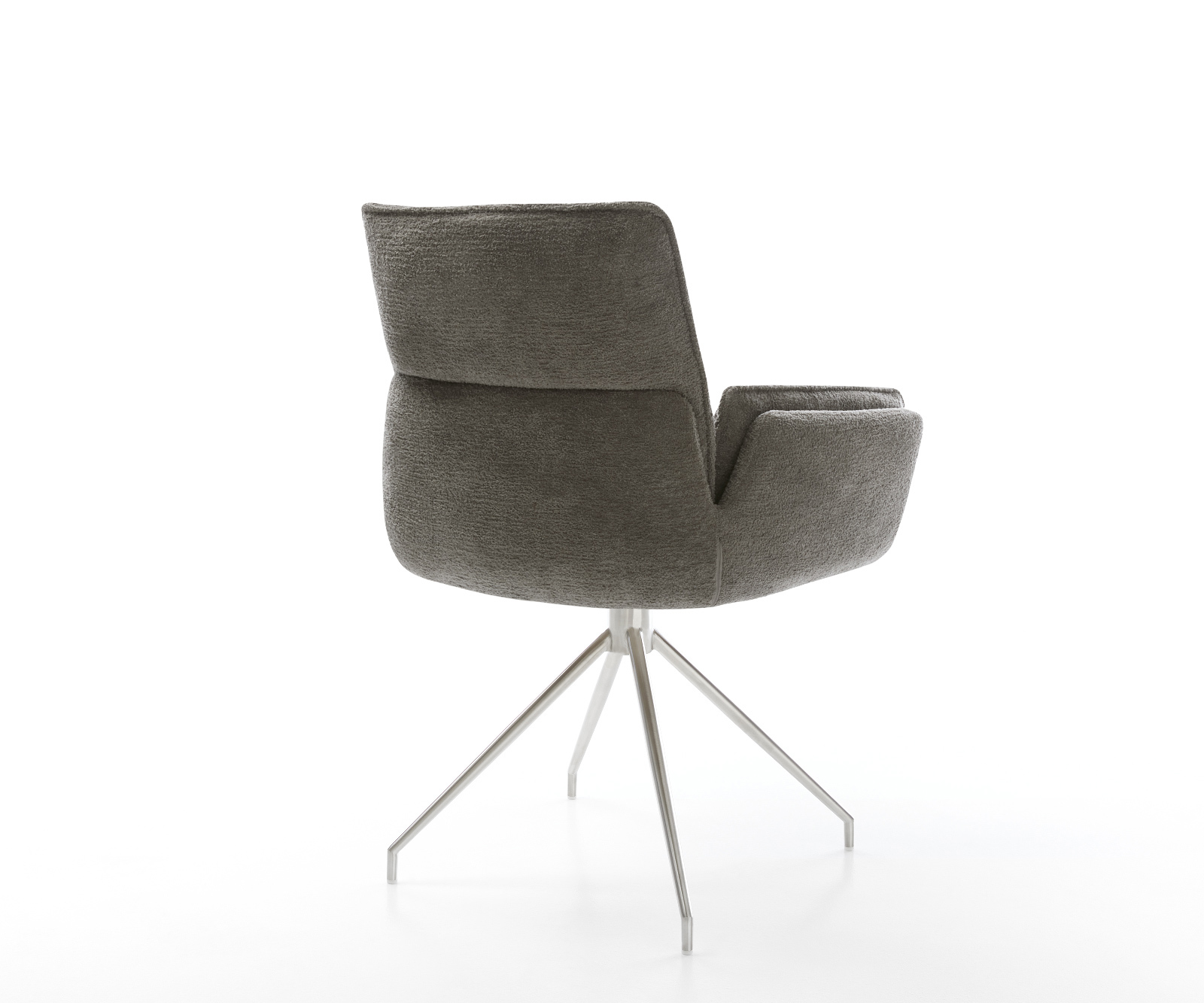 Jídelní židle Nela-Flex bouclé měkký tmavě béžová křížová podnož zúžená nerezová ocel - Obrázek 5