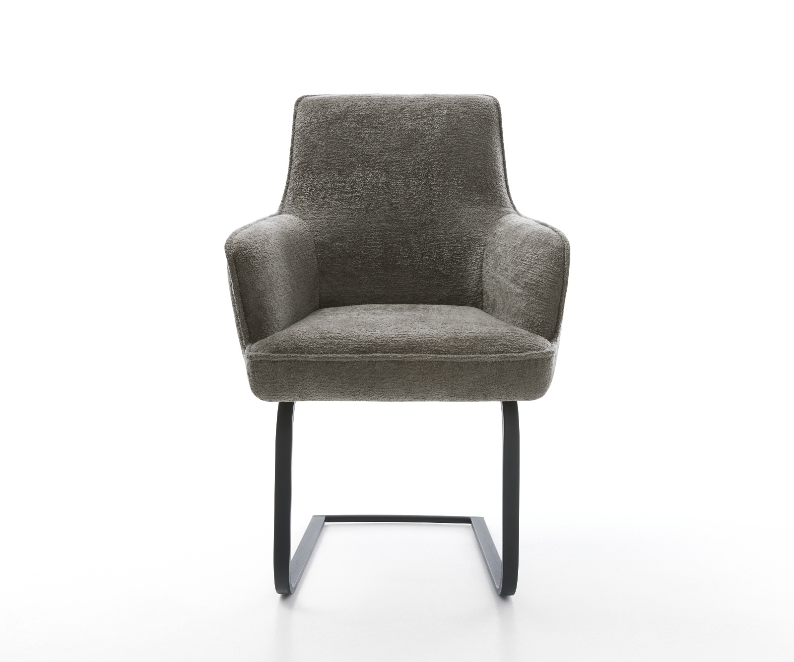 Jídelní židle Heira-Flex s područkami bouclé měkký tmavě béžová konzolová podnož plochá černá taštičkové pružiny - Obrázek 2