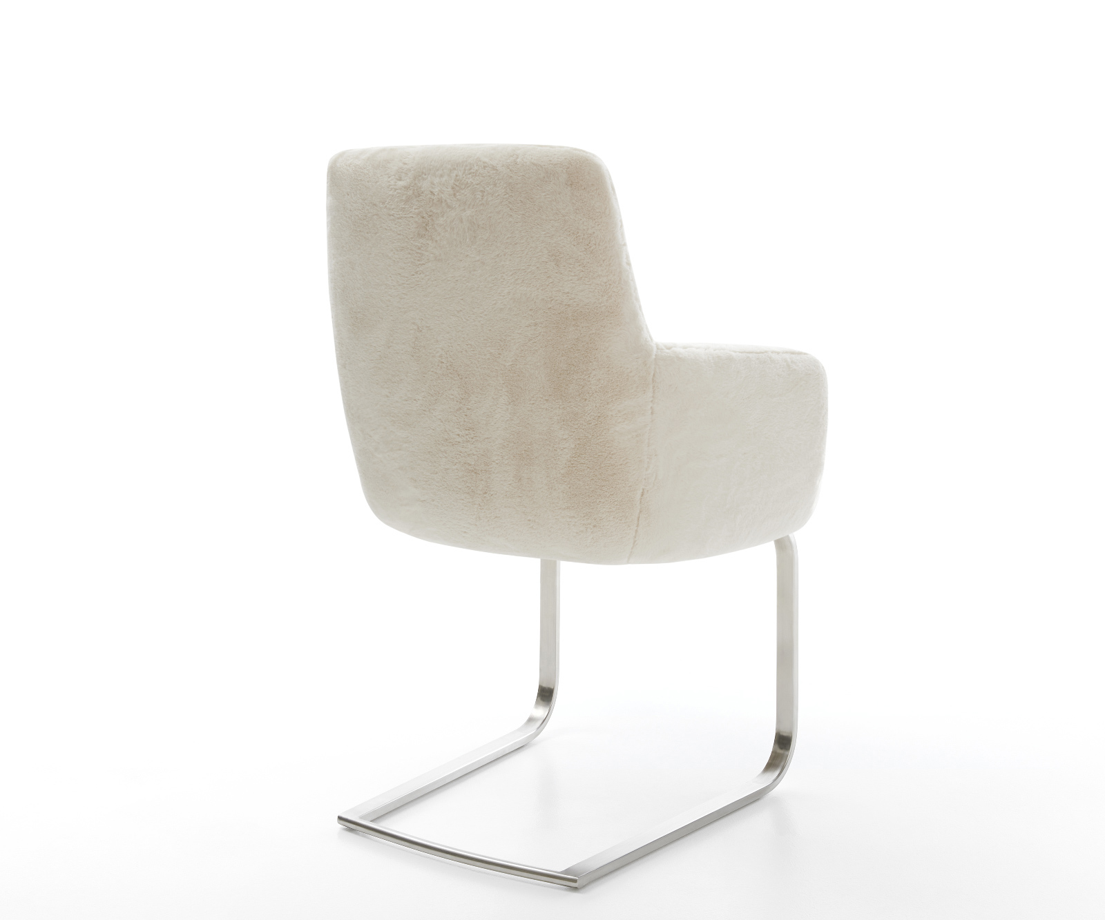 Jídelní židle Heira-Flex s područkami plyšový manšestr krémově bílá konzolová podnož plochá nerezová ocel taštičkové pružiny - Obrázek 5