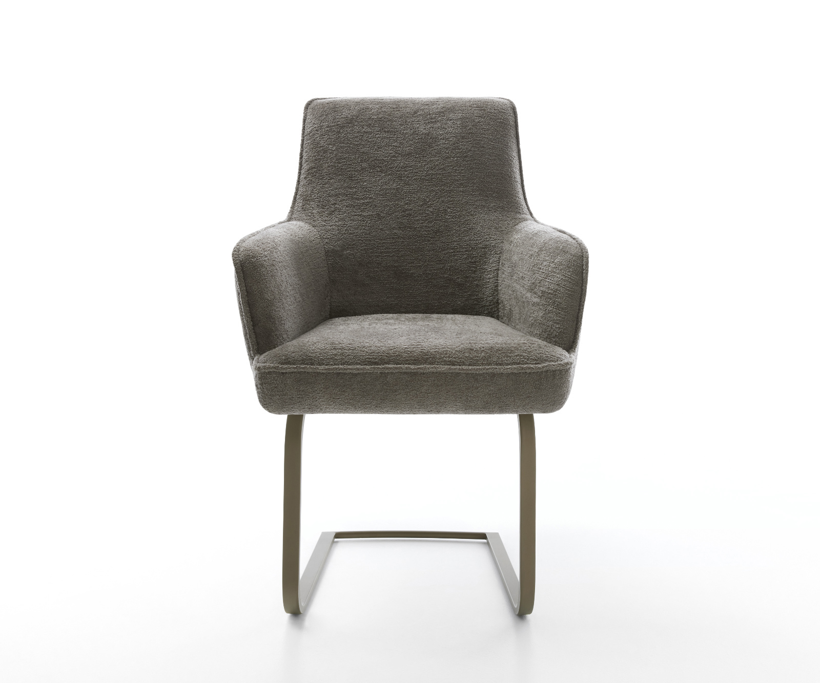 Jídelní židle Heira-Flex s područkami bouclé měkký tmavě béžová konzolová podnož plochý titanová barva taštičkové pružiny - Obrázek 2