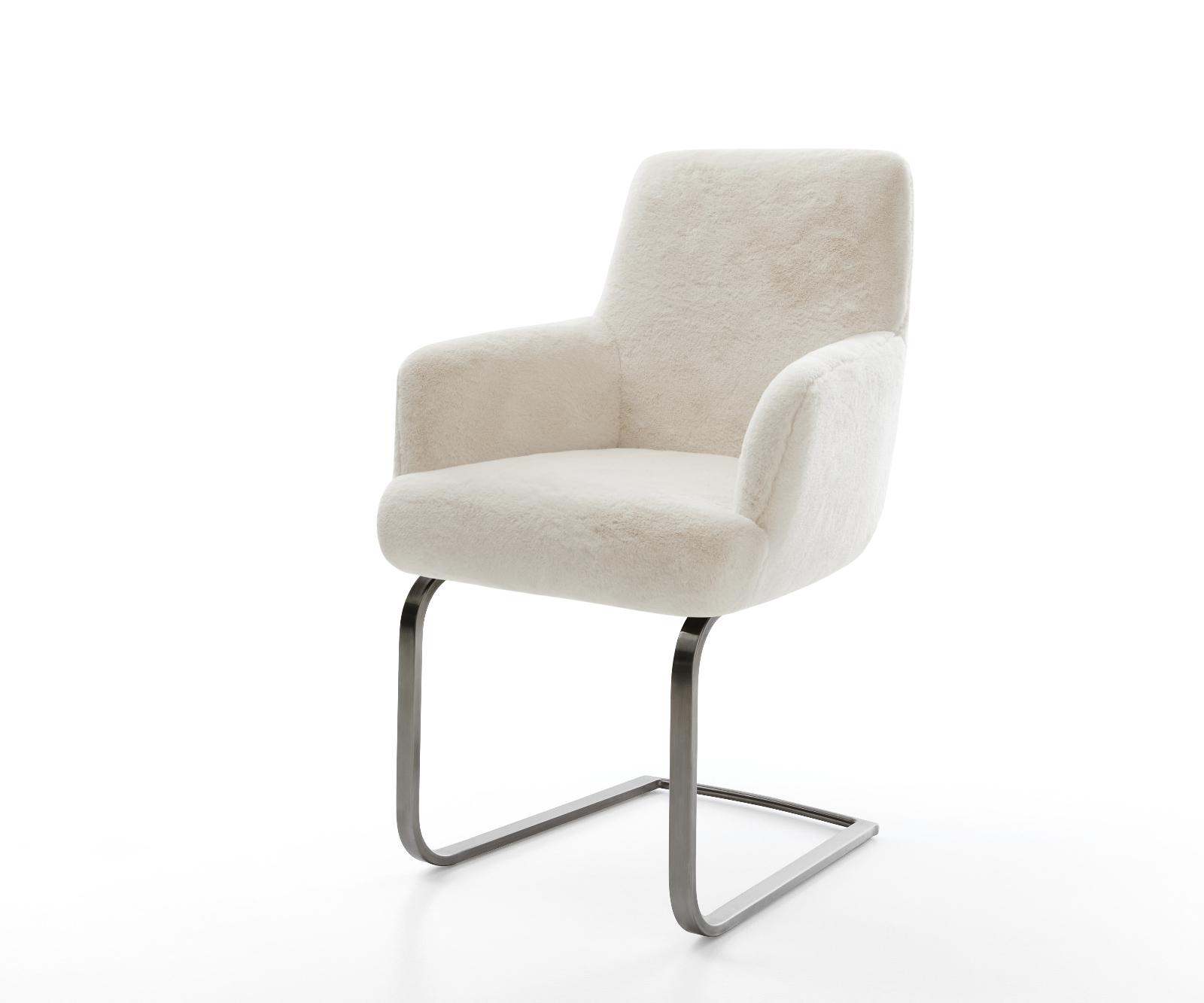 Jídelní židle Heira-Flex s područkami plyšový manšestr krémově bílá jídelní židle plochá antracitová taštičkové pružiny