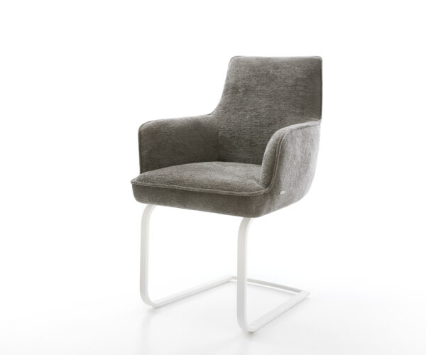 Jídelní židle Heira-Flex s područkami bouclé měkký tmavě béžová jídelní židle plochá bílá taštičkové pružiny