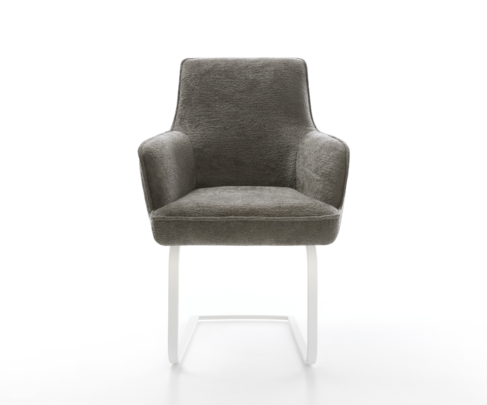 Jídelní židle Heira-Flex s područkami bouclé měkký tmavě béžová jídelní židle plochá bílá taštičkové pružiny - Obrázek 2