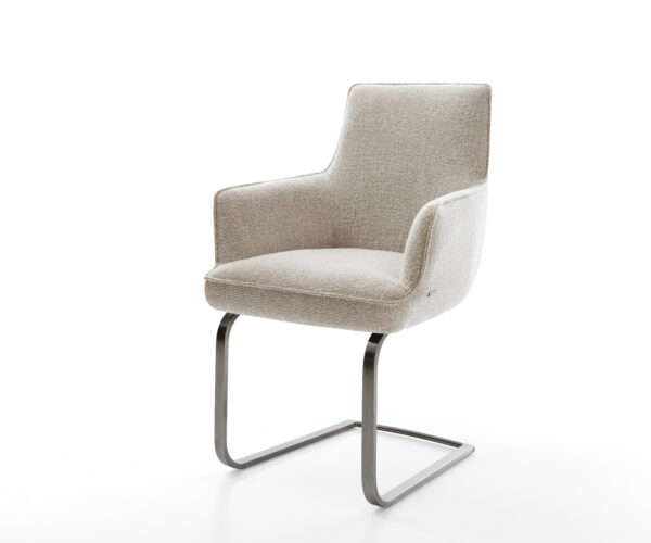 Jídelní židle Heira-Flex s područkami tkanina Měkký béžová jídelní židle plochá grafit taštičkové pružiny