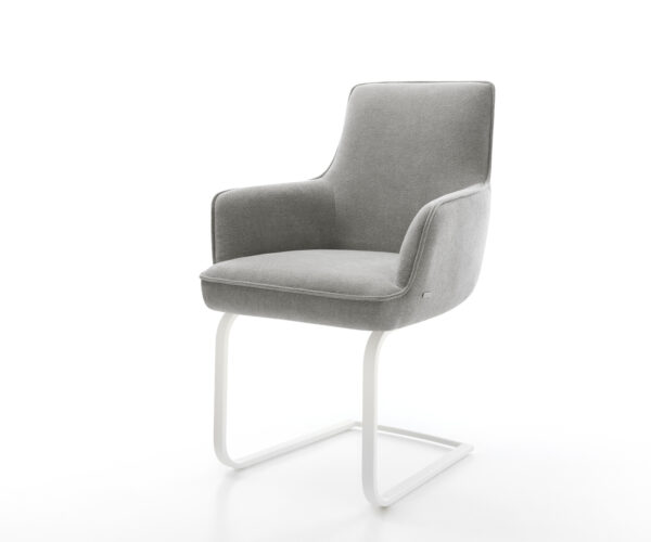 Jídelní židle Heira-Flex s područkami strukturovaná látka Měkký šedá jídelní židle plochá bílá taštičkové pružiny