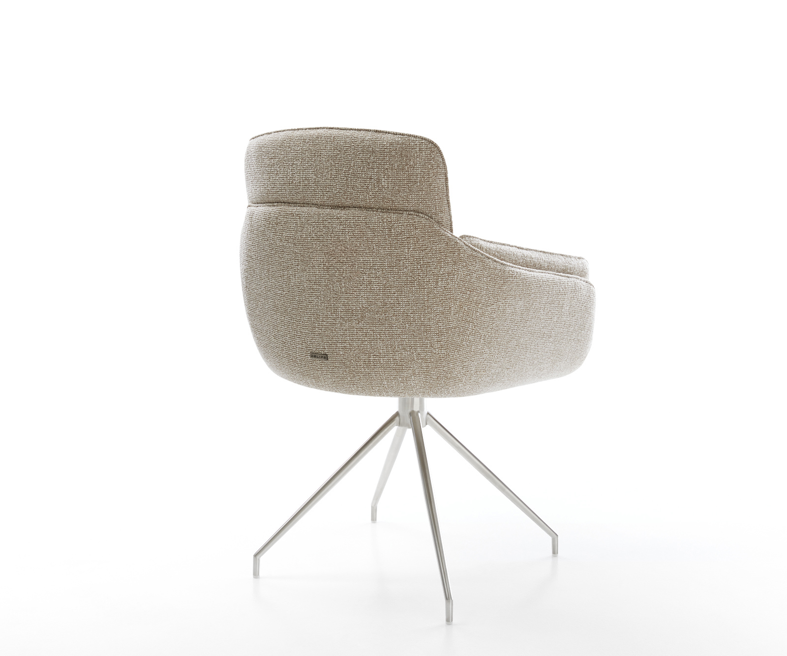 Jídelní židle Luan-Flex s područkami látka Měkký béžová křížová podnož zúžená nerezová ocel - Obrázek 5