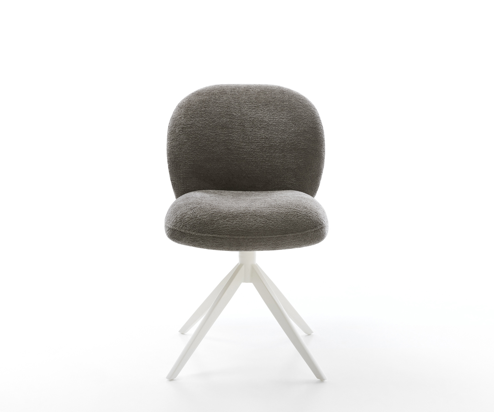 Jídelní židle Nube-Flex bouclé měkký tmavě béžová křížová podnož široká bílá 360° otočný houpací funkce taštičkové pružiny - Obrázek 2