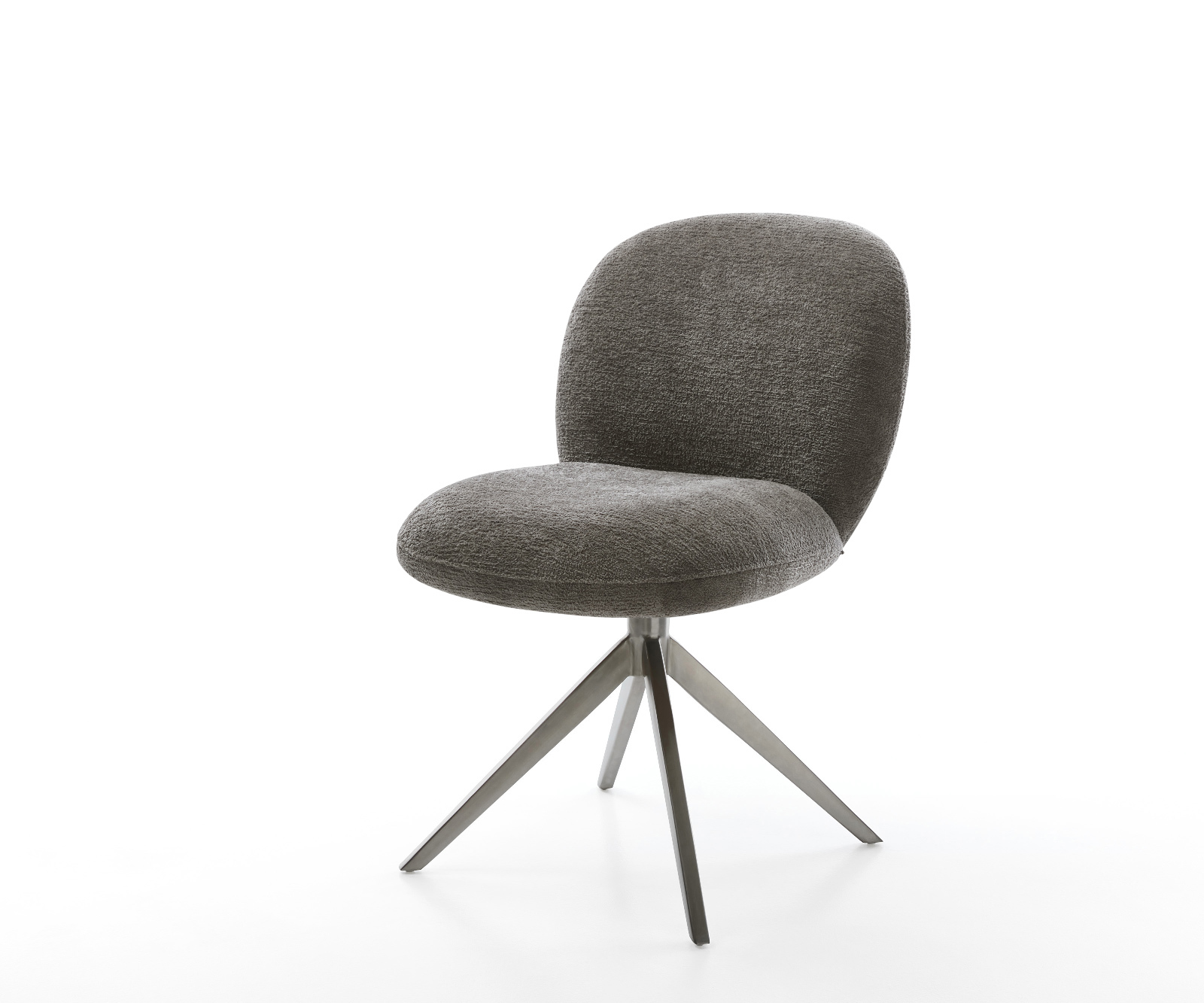 Jídelní židle Nube-Flex bouclé měkký tmavě béžová křížová podnož široká grafitová 360° otočná houpací funkce taštičkové pružiny