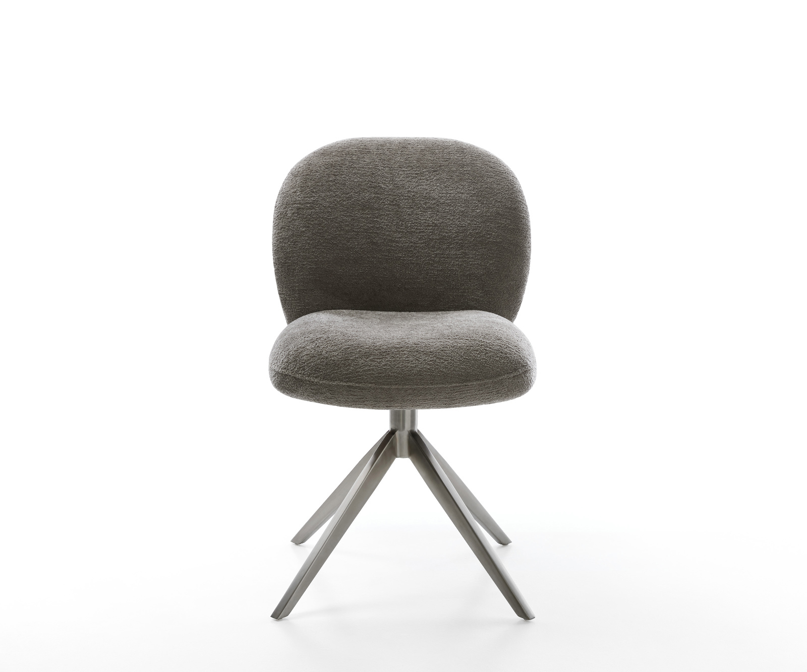 Jídelní židle Nube-Flex bouclé měkký tmavě béžová křížová podnož široká grafitová 360° otočná houpací funkce taštičkové pružiny - Obrázek 2