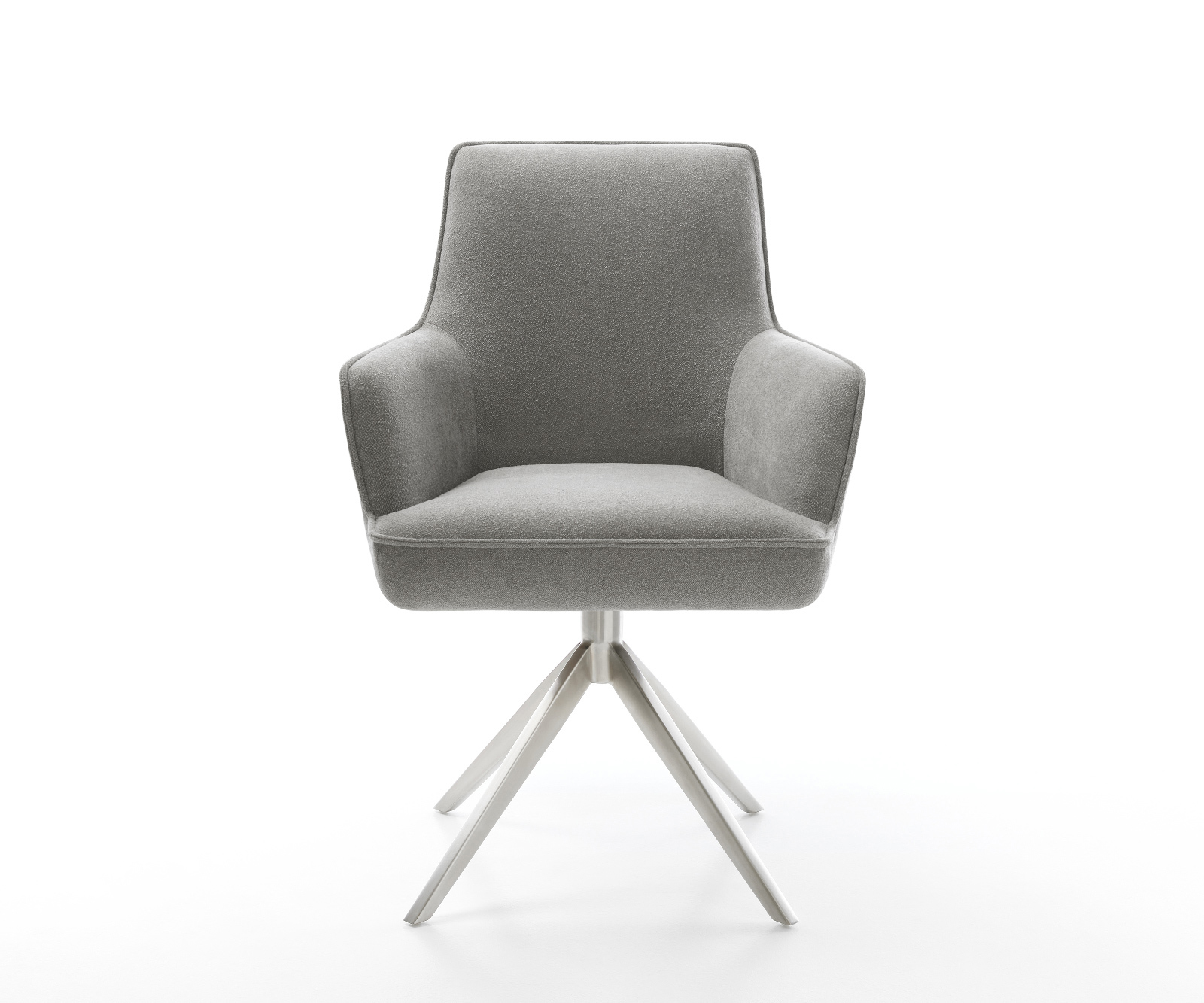 Jídelní židle Heira-Flex s područkami strukturovaná látka Měkký šedá křížová podnož široká nerezová ocel 360° otočný houpací funkce taštičkové pružiny - Obrázek 2