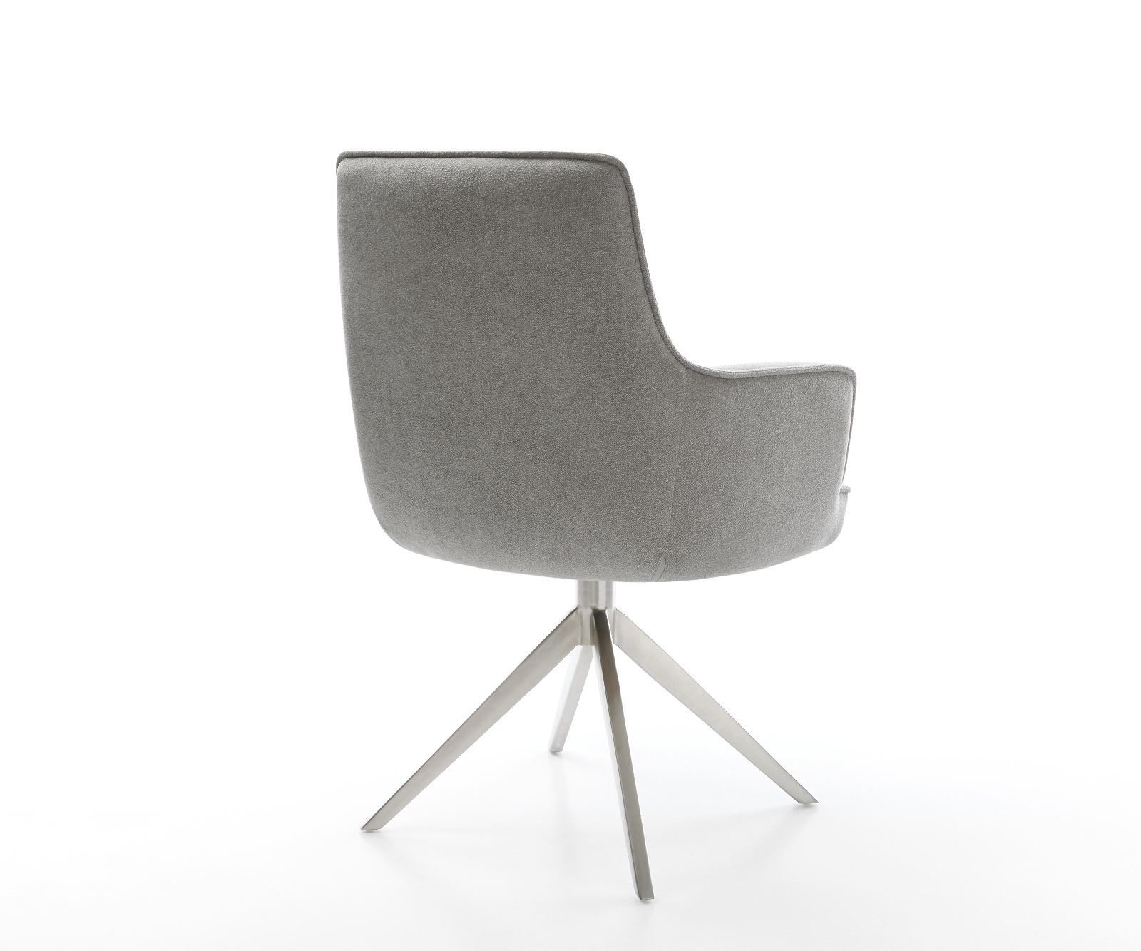 Jídelní židle Heira-Flex s područkami strukturovaná látka Měkký šedá křížová podnož široká nerezová ocel 360° otočný houpací funkce taštičkové pružiny - Obrázek 5