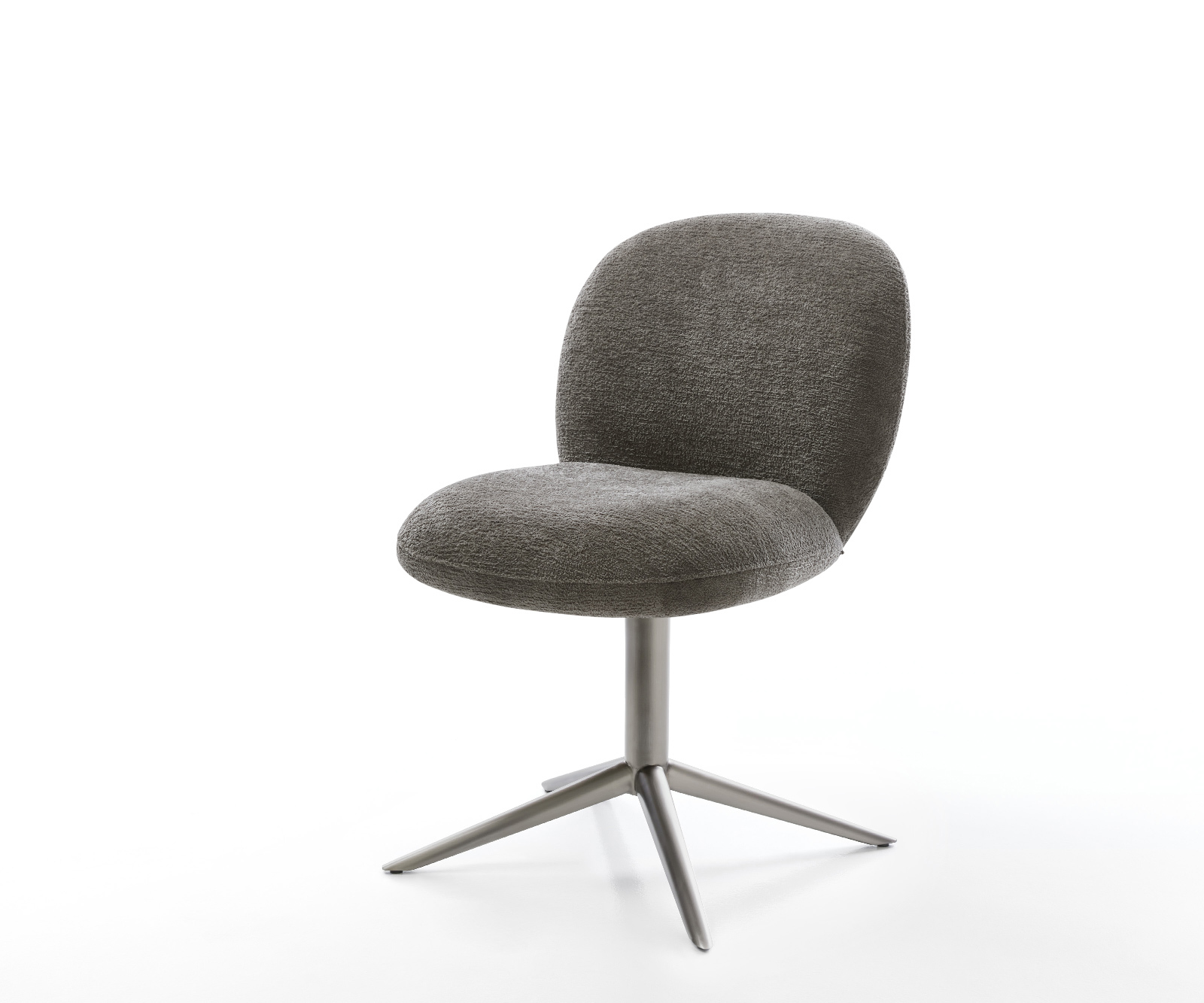 Jídelní židle Nube-Flex bouclé měkký tmavě béžová křížová podnož grafit 360° otočný houpací funkce taštičkové pružiny