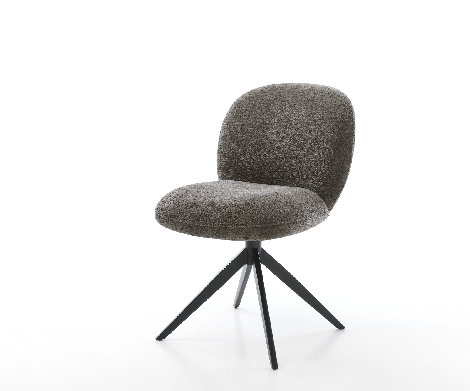 Jídelní židle Nube-Flex bouclé měkký tmavě béžová křížová podnož široká černá 360° otočný houpací funkce taštičkové pružiny