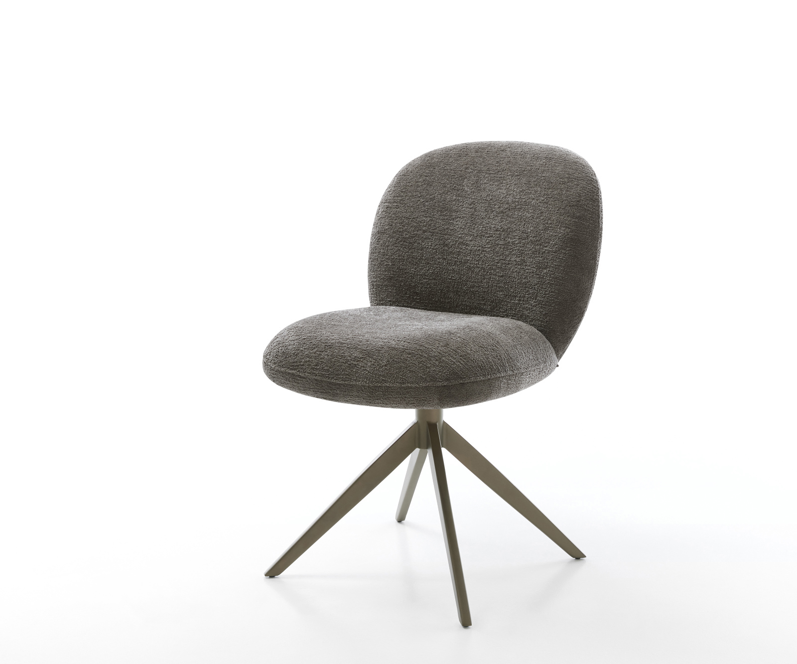 Jídelní židle Nube-Flex bouclé měkký tmavě béžová křížová podnož široká titanová barva 360° otočný houpací funkce taštičkové pružiny