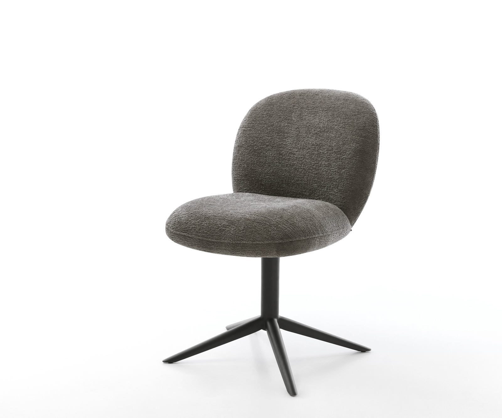 Jídelní židle Nube-Flex bouclé měkký tmavě béžová křížová podnož černá 360° otočný houpací funkce taštičkové pružiny