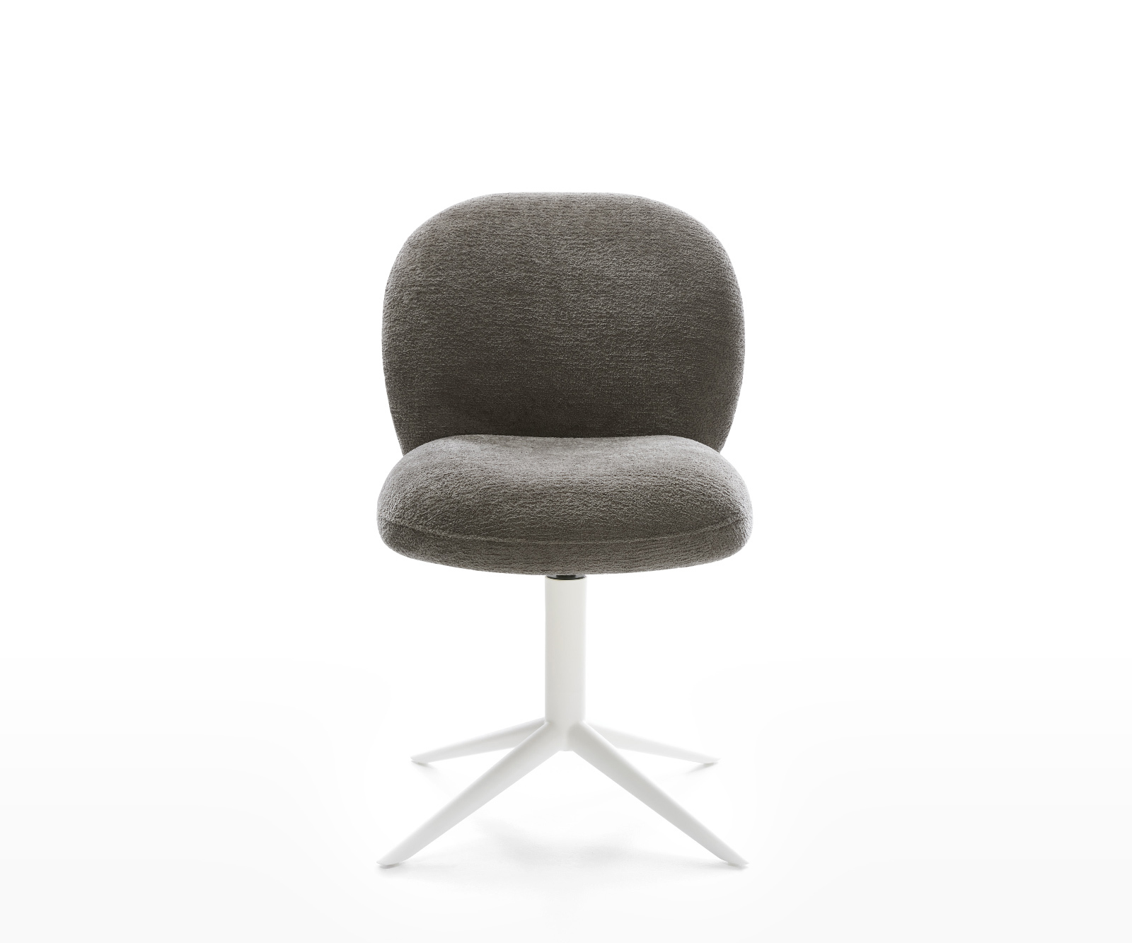 Jídelní židle Nube-Flex bouclé měkký tmavě béžová křížová podnož bílá 360° otočný houpací funkce taštičkové pružiny - Obrázek 2