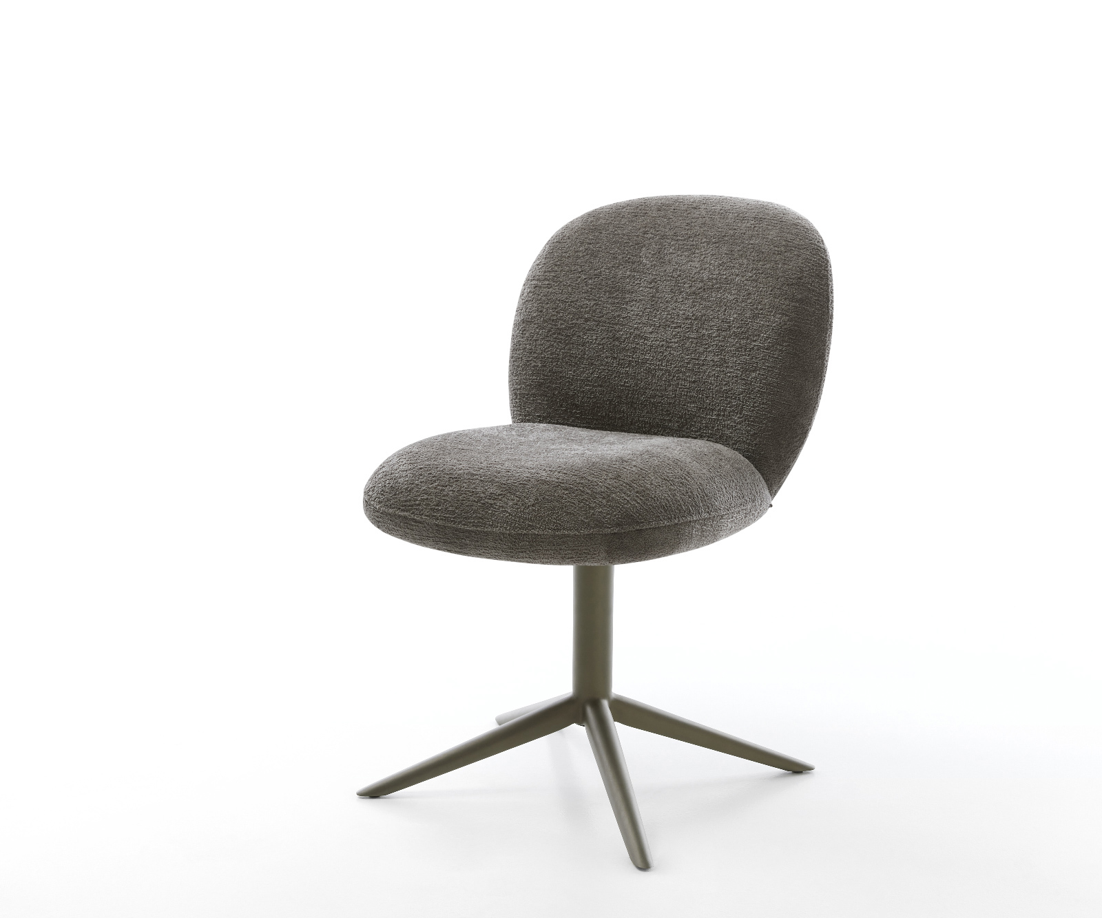 Jídelní židle Nube-Flex bouclé měkký tmavě béžová křížová podnož titanová barva 360° otočný houpací funkce taštičkové pružiny