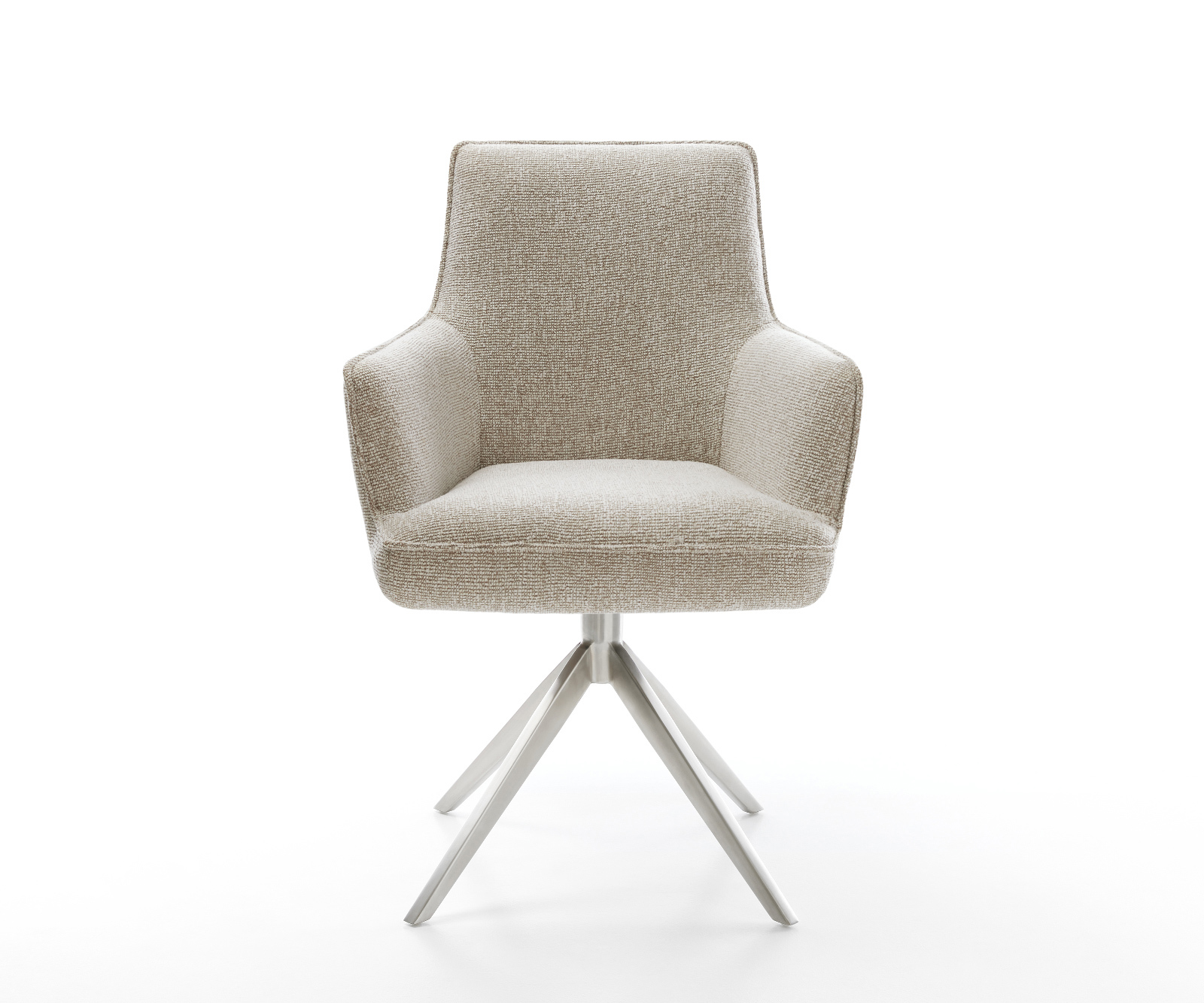 Jídelní židle Heira-Flex s područkami látka Měkký béžová křížová podnož široká nerezová ocel 360° otočný houpací funkce taštičkové pružiny - Obrázek 2