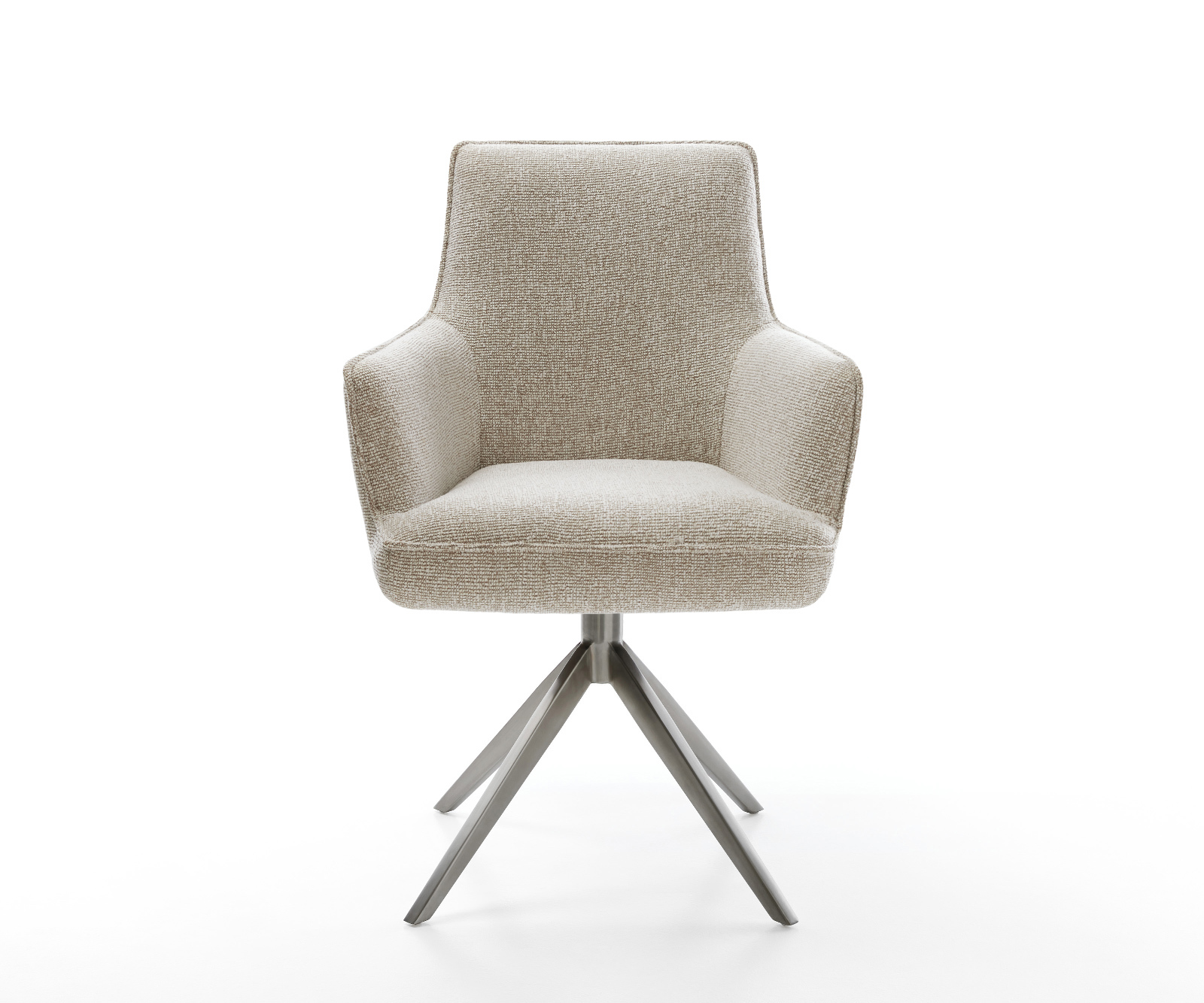 Jídelní židle Heira-Flex s područkami látka Měkký béžová křížová podnož široká grafitová 360° otočná houpací funkce taštičkové pružiny - Obrázek 2