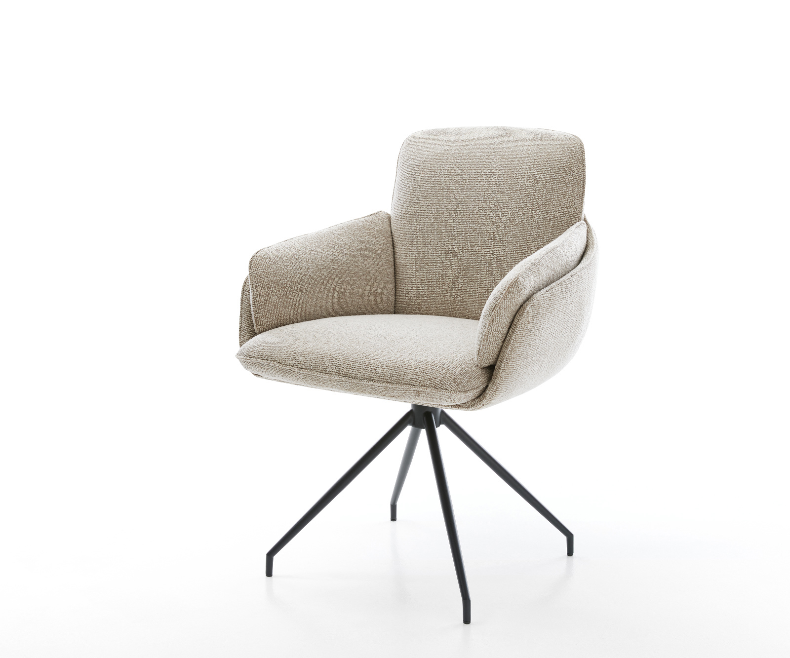 Jídelní židle Luan-Flex s područkami látka Měkký béžová křížová podnož zúžená černá