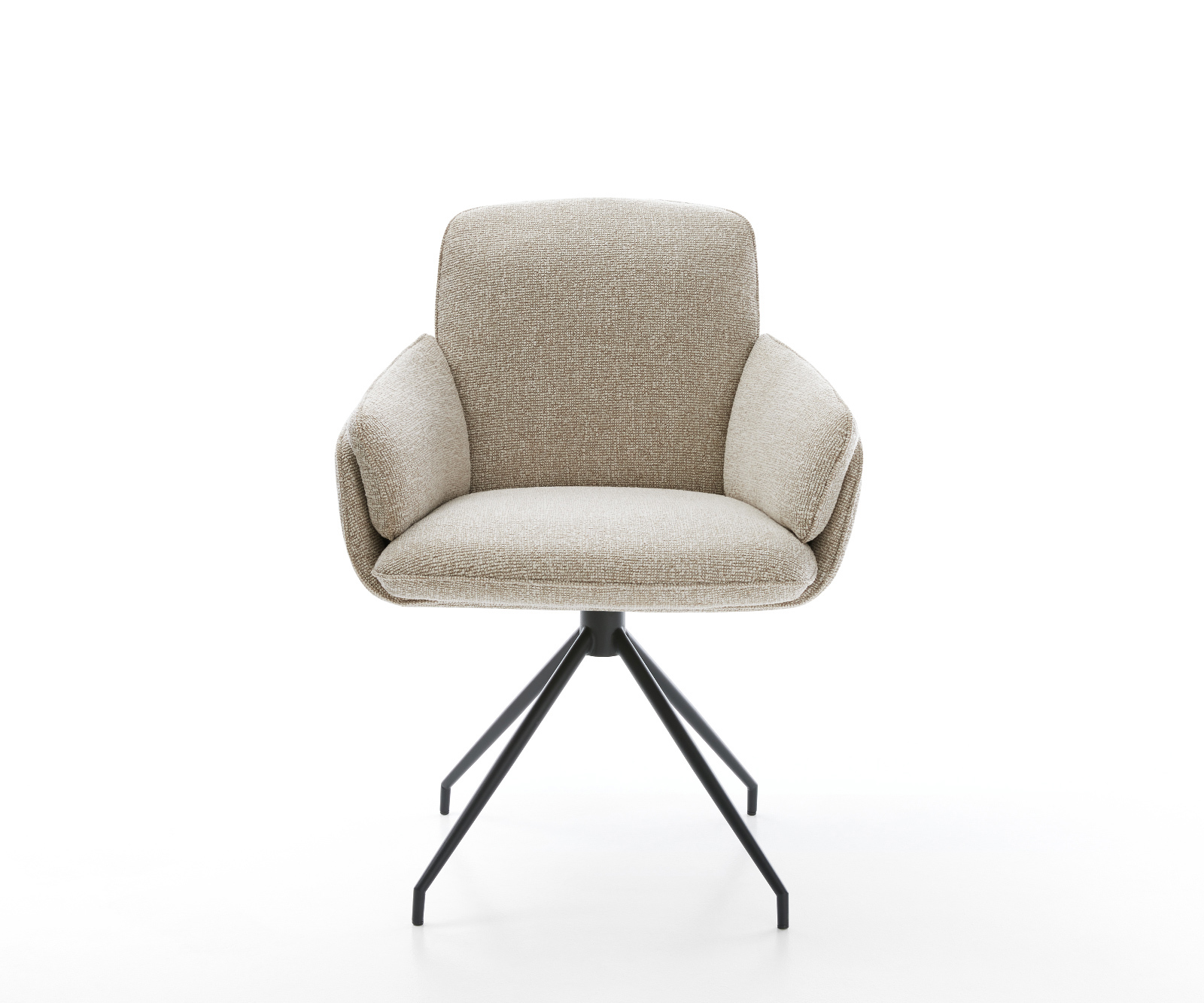 Jídelní židle Luan-Flex s područkami látka Měkký béžová křížová podnož zúžená černá - Obrázek 2