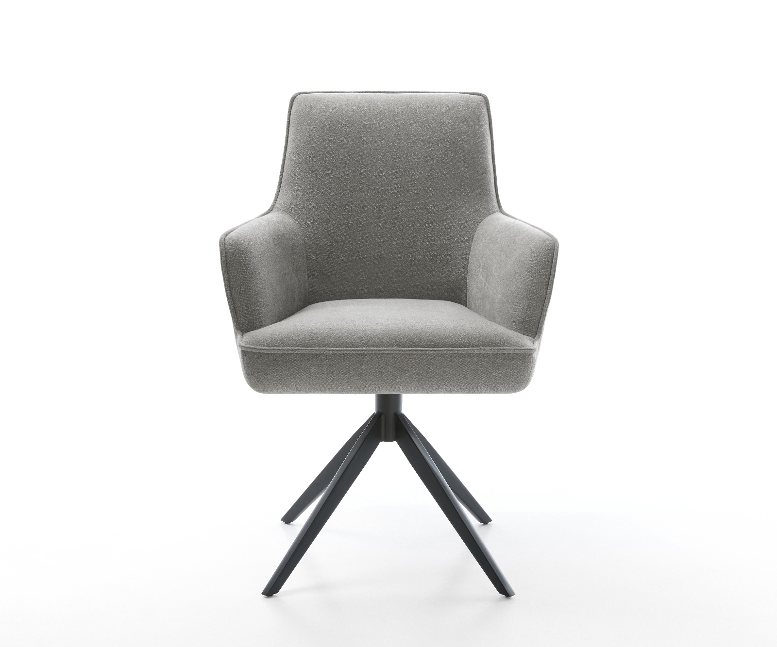 Jídelní židle Heira-Flex s područkami potahová látka Měkký šedá křížová podnož široká černá 360° otočný houpací funkce taštičkové pružiny - Obrázek 2