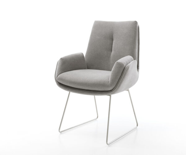 Jídelní židle Clea-Flex tkanina Měkký šedá tenká podnož nerezová ocel