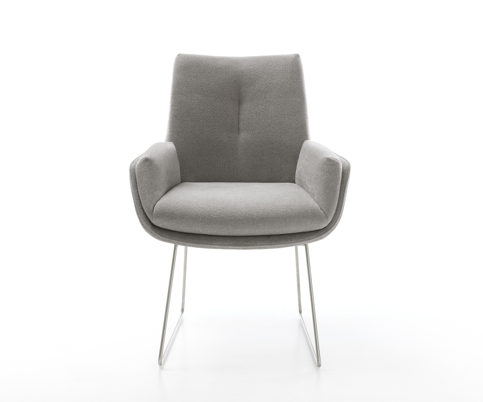 Jídelní židle Clea-Flex tkanina Měkký šedá tenká podnož nerezová ocel - Obrázek 2