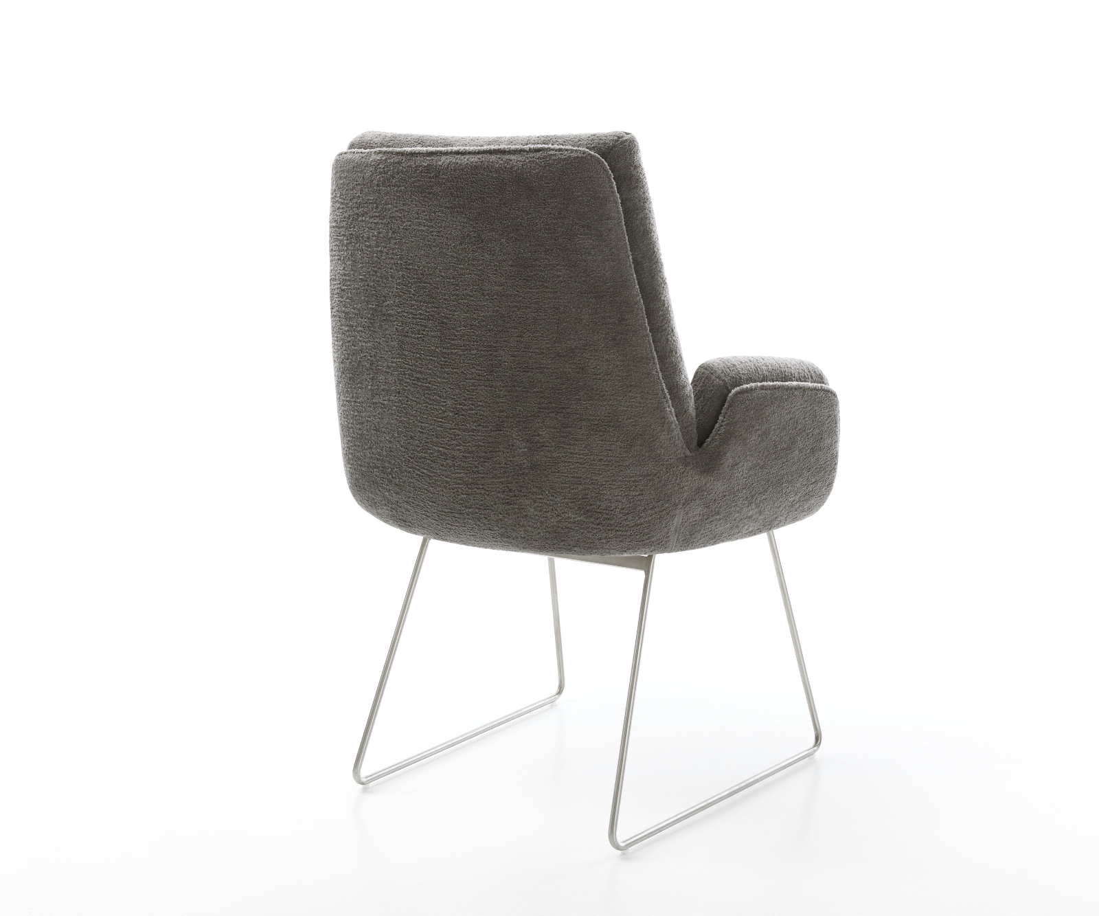 Jídelní židle Clea-Flex bouclé měkký tmavě béžová tenká podnož nerezová ocel - Obrázek 5