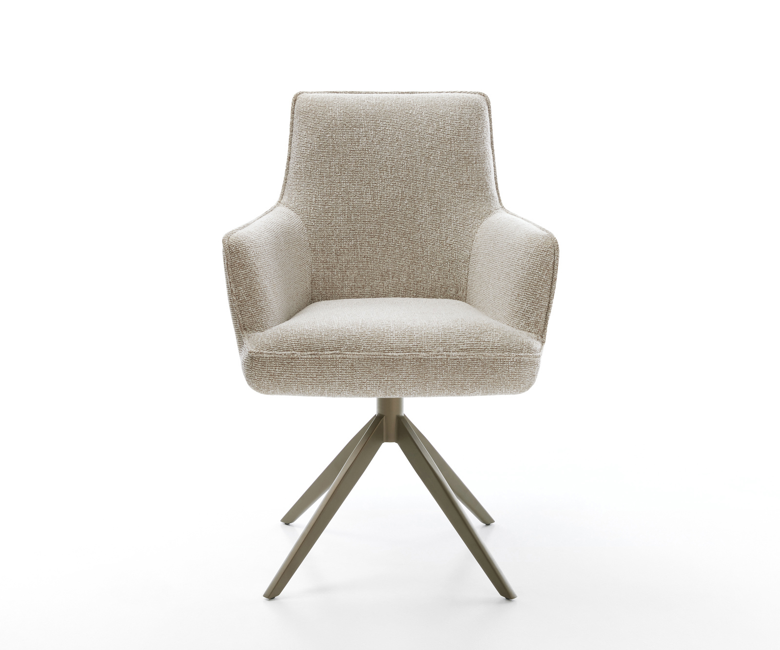 Jídelní židle Heira-Flex s područkami tkanina Měkký béžová široká křížová podnož Titanová barva 360° otočný houpací funkce taštičkové pružiny - Obrázek 2