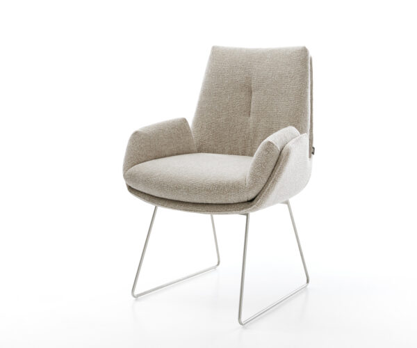 Jídelní židle Clea-Flex látka Měkký béžová tenká podnož nerezová ocel