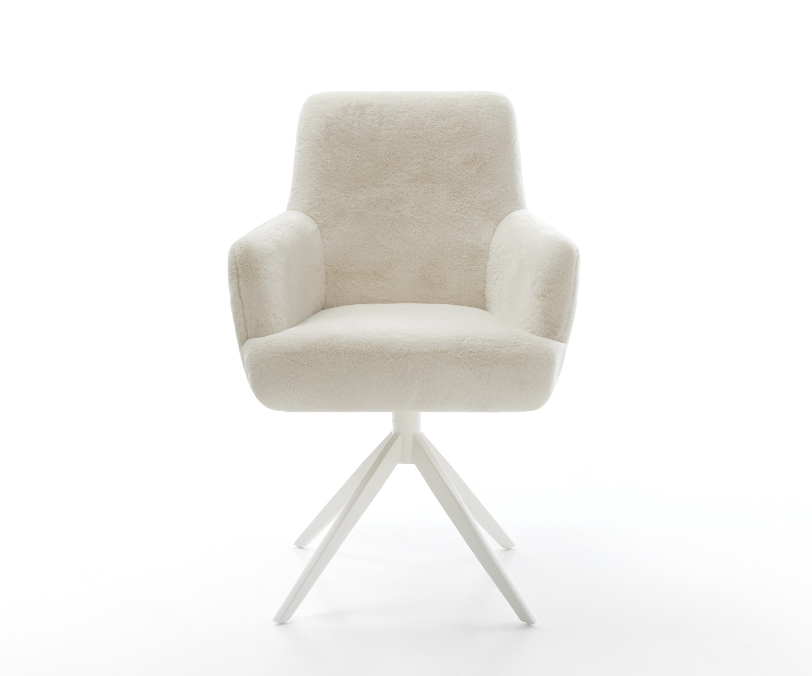 Jídelní židle Heira-Flex s područkami plyšový manšestr krémová bílá křížová podnož široká bílá otočný 360° houpací funkce taštičkové pružiny - Obrázek 2