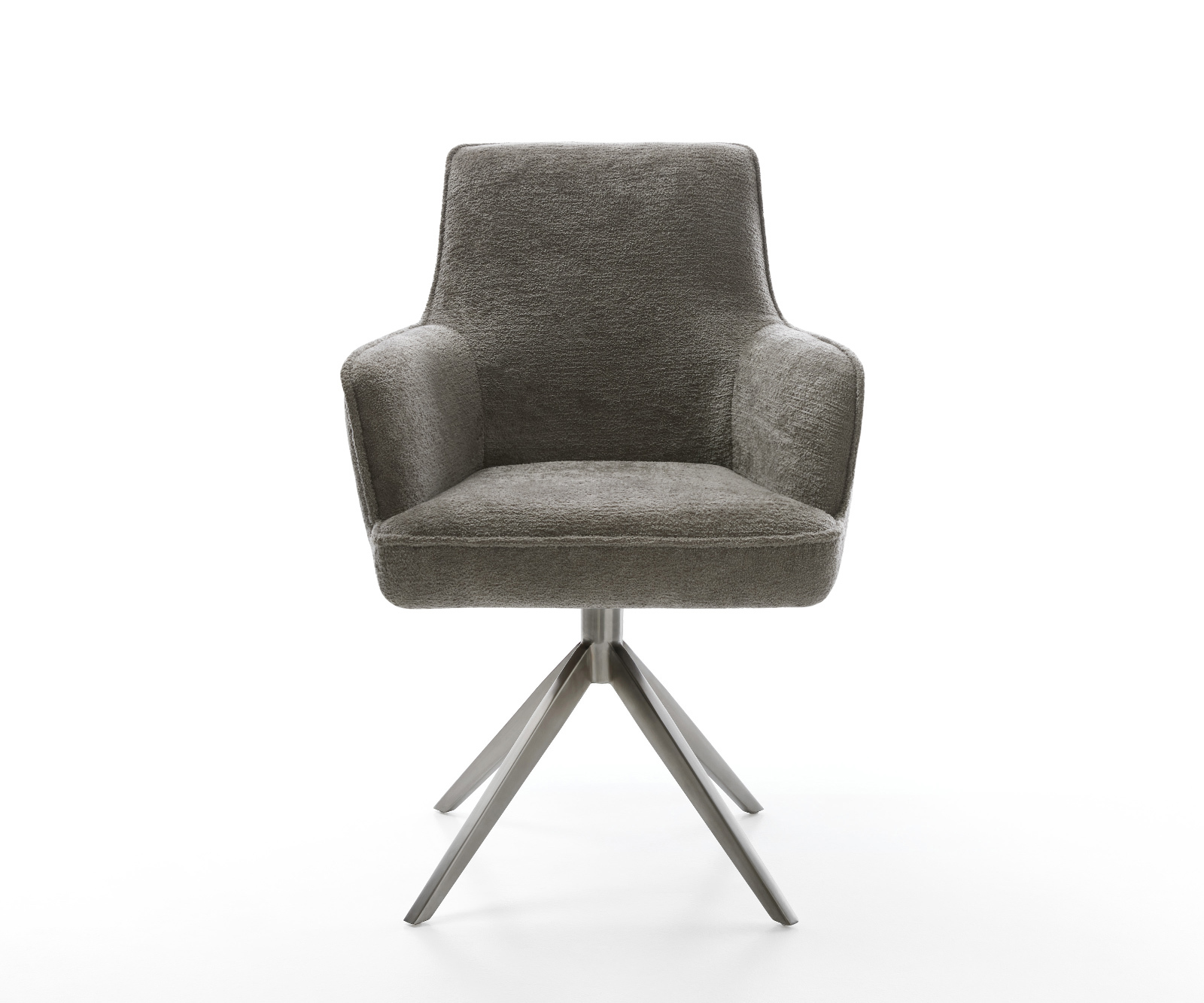 Jídelní židle Heira-Flex s područkami bouclé měkký tmavě béžová křížová podnož široká grafitová 360° otočná houpací funkce taštičkové pružiny - Obrázek 2