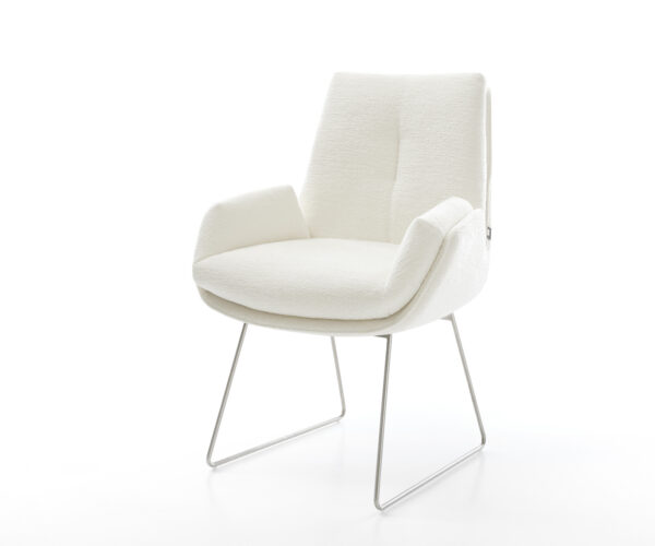 Jídelní židle Clea-Flex bouclé měkký béžová tenká podnož nerezová ocel