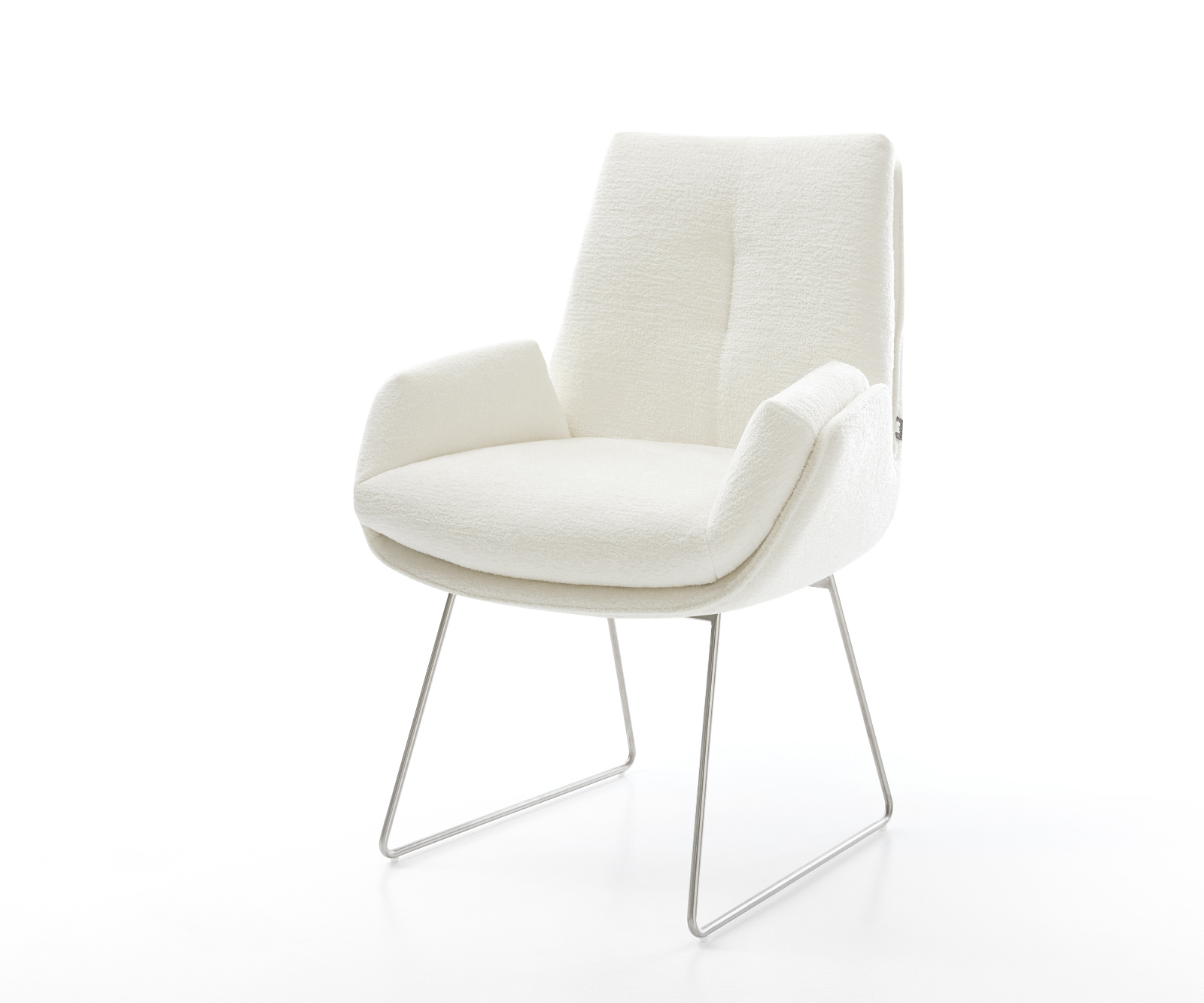 Jídelní židle Clea-Flex bouclé měkký béžová tenká podnož nerezová ocel