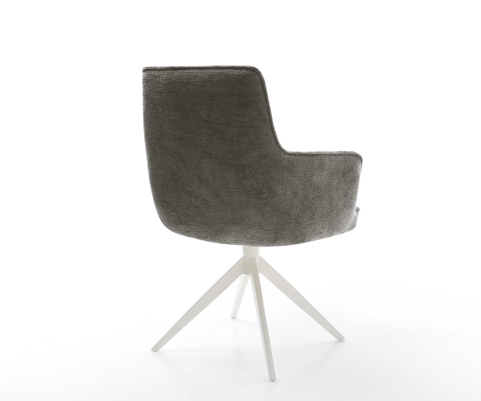 Jídelní židle Heira-Flex s područkami bouclé měkký tmavě béžová křížová podnož široká bílá 360° otočná houpací funkce taštičkové pružiny - Obrázek 5