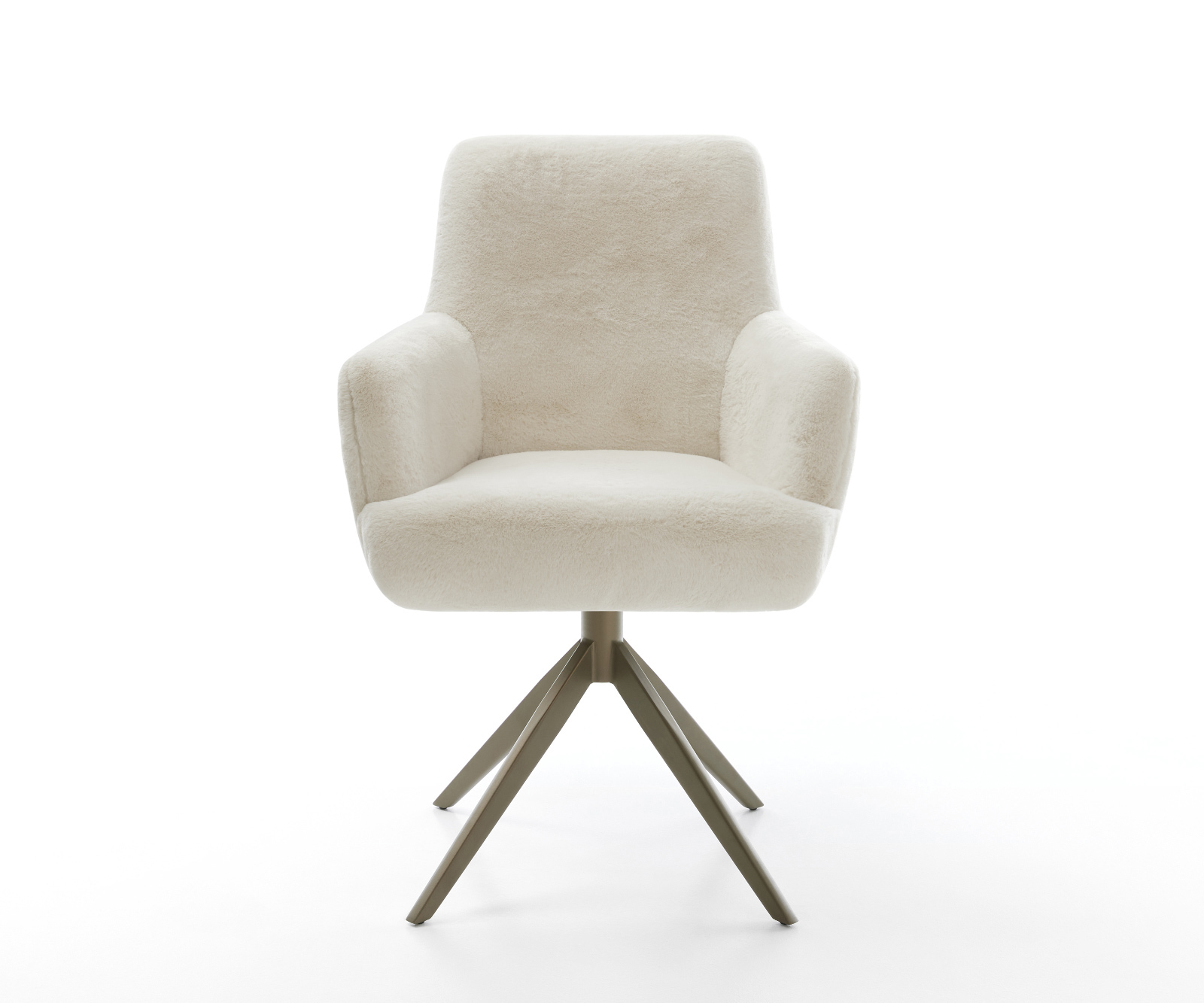 Jídelní židle Heira-Flex s područkami plyšový manšestr krémovo-bílá křížová podnož široká titanová barva 360° otočný houpací funkce taštičkové pružiny - Obrázek 2