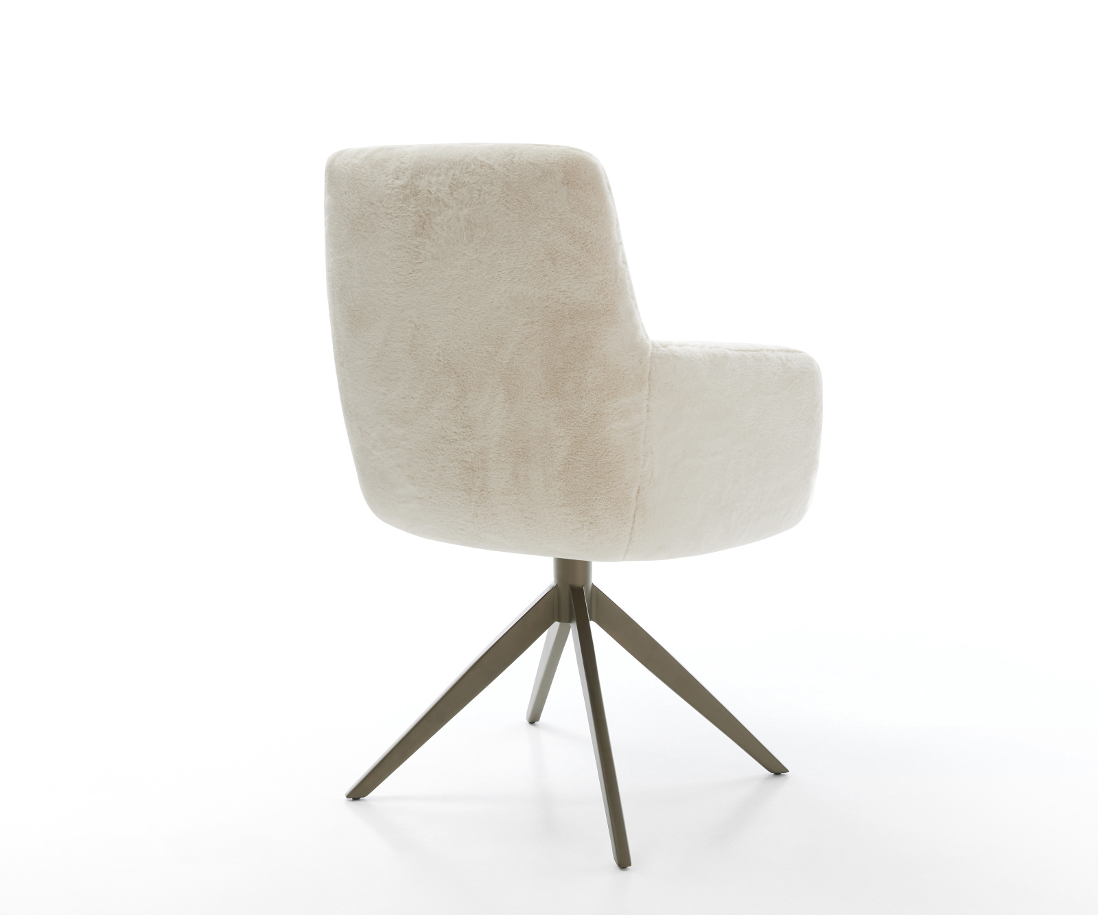 Jídelní židle Heira-Flex s područkami plyšový manšestr krémovo-bílá křížová podnož široká titanová barva 360° otočný houpací funkce taštičkové pružiny - Obrázek 5