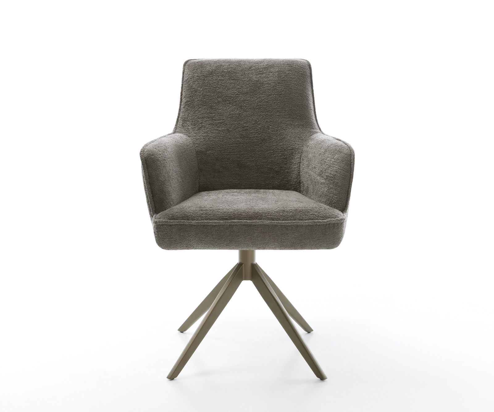 Jídelní židle Heira-Flex s područkami bouclé měkký tmavě béžová křížová podnož široká titanová barva 360° otočný houpací funkce taštičkové pružiny - Obrázek 2