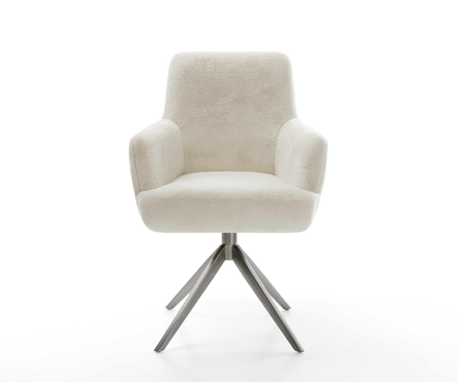 Jídelní židle Heira-Flex s područkami plyšový manšestr krémová bílá křížová podnož široká grafitová 360° otočný houpací funkce taštičkové pružiny - Obrázek 2